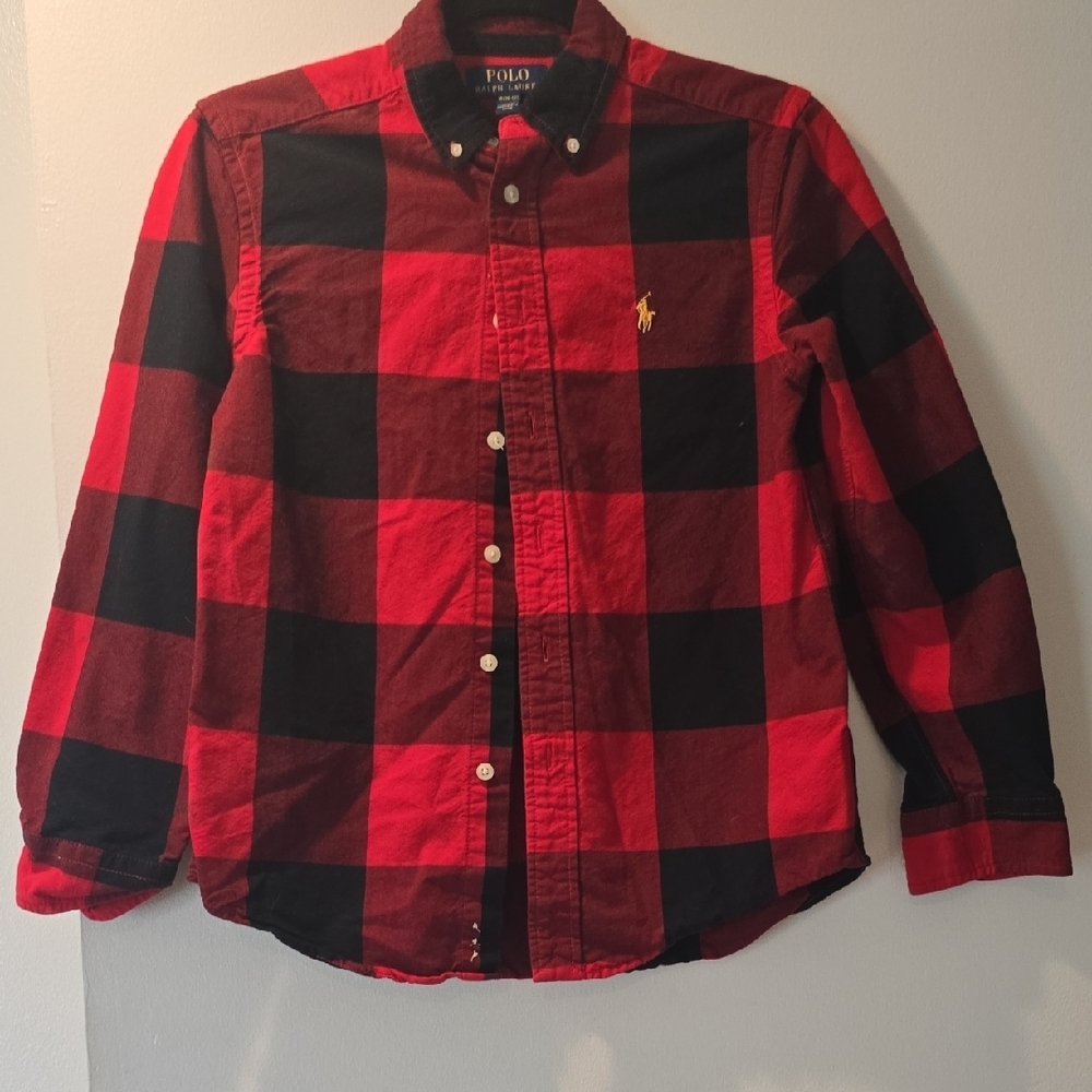Polo by Ralph Lauren Men's Red and Black Plaid Shirt